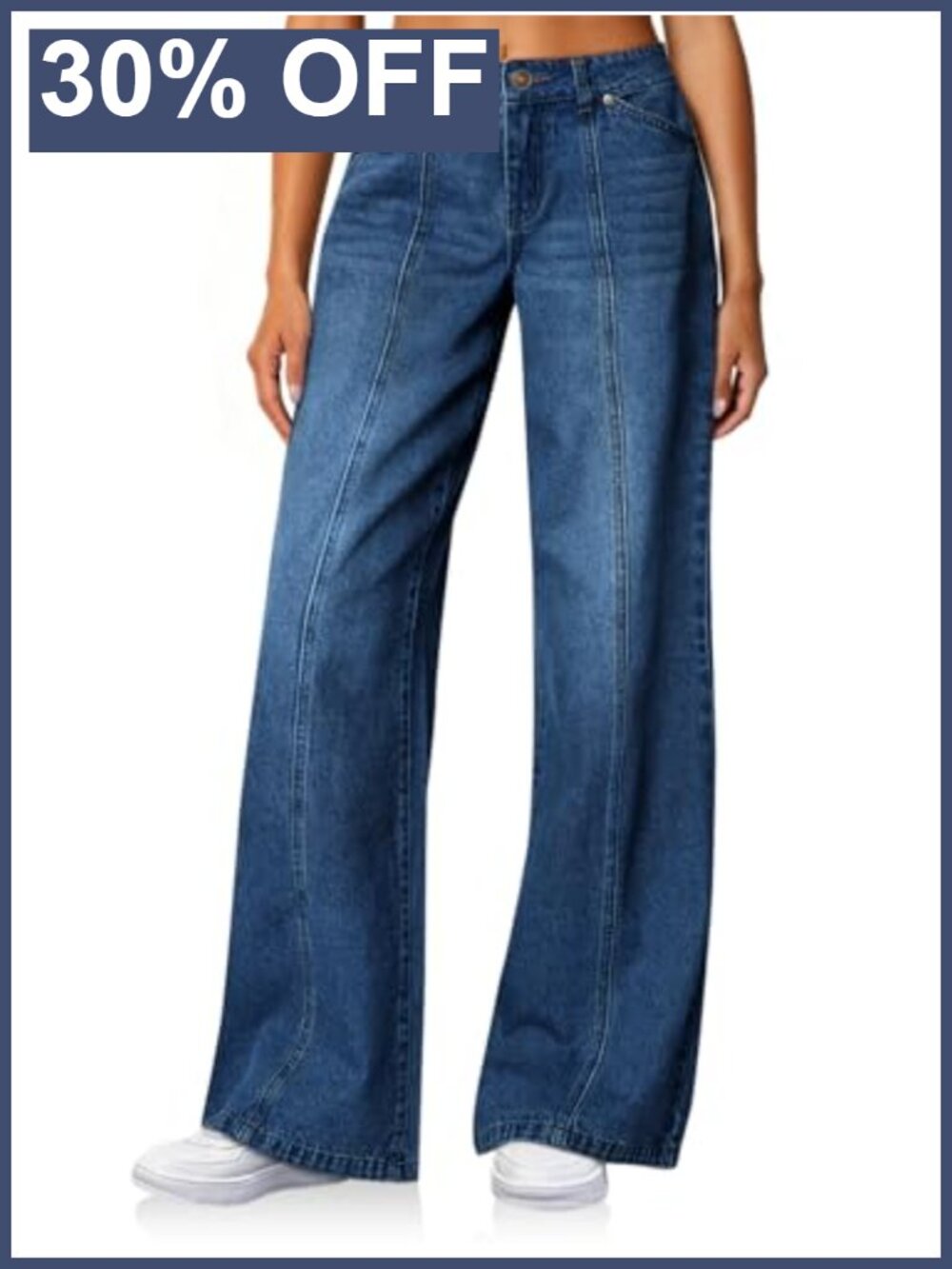 High Waisted Wide Leg Stretchy Baggy Jeans with Five Pockets